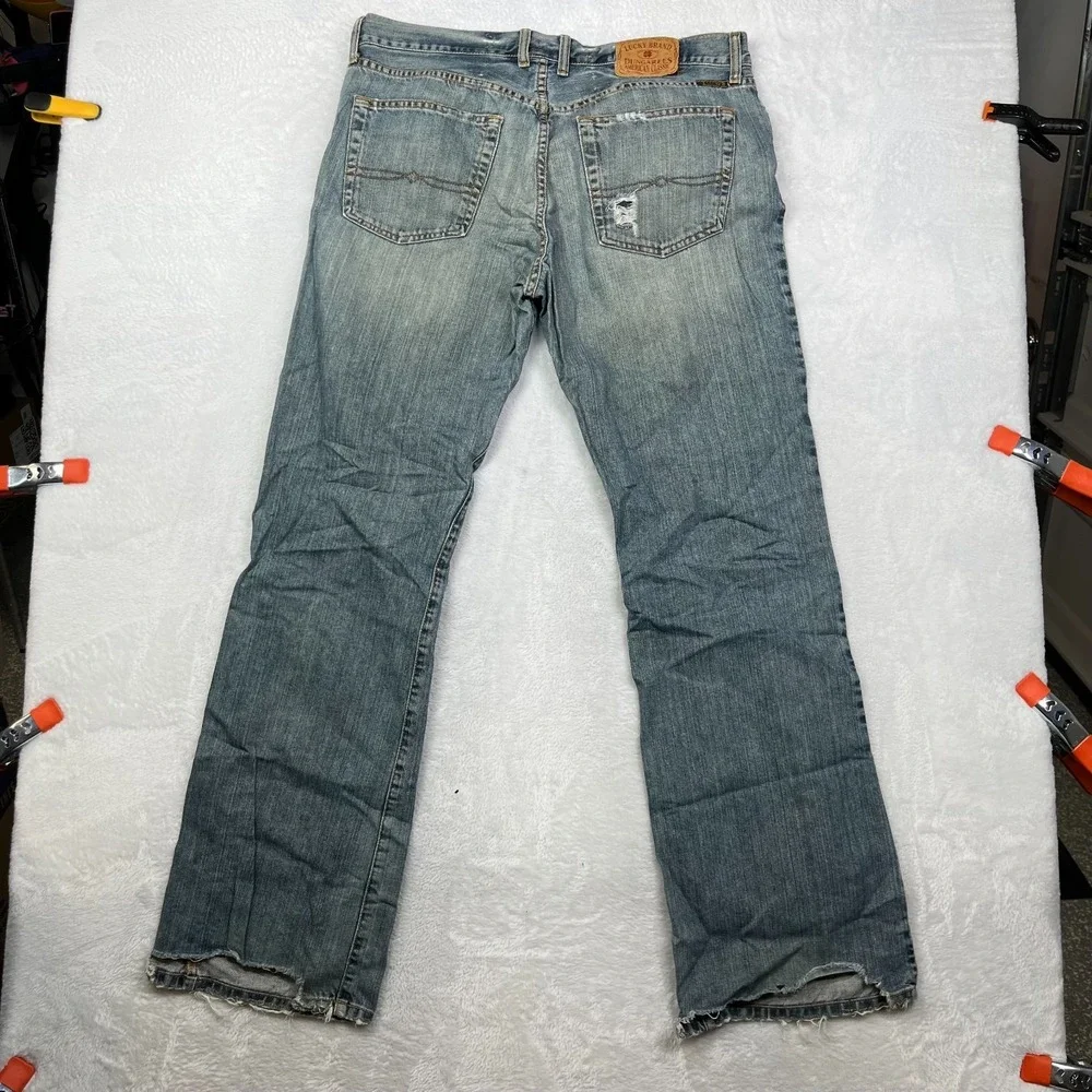 Vintage 90s Lucky Brand Hendrix Jeans Men's Blue Denim Distressed USA Made 34X33
